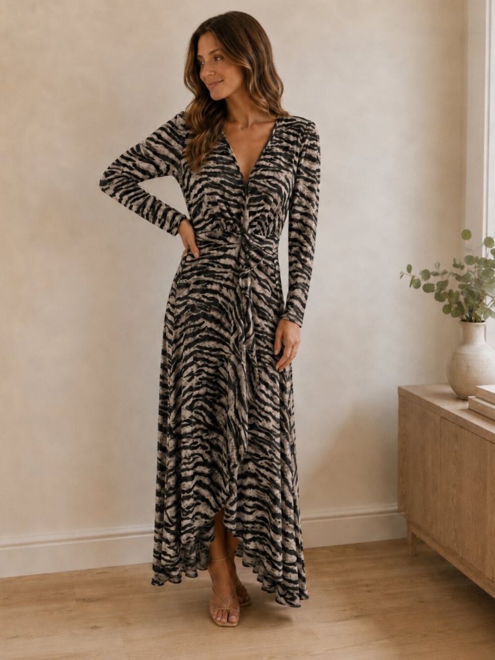 Fresh Soul Australia Tiger Print Wrap Maxi Dress | Size 6